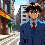 **Prompt:** Detective Conan character design, manga style, classic meets modern, focus on expressive eyes and detailed hair, urban background, vibrant colors, dynamic pose, conveying intelligence and determination.