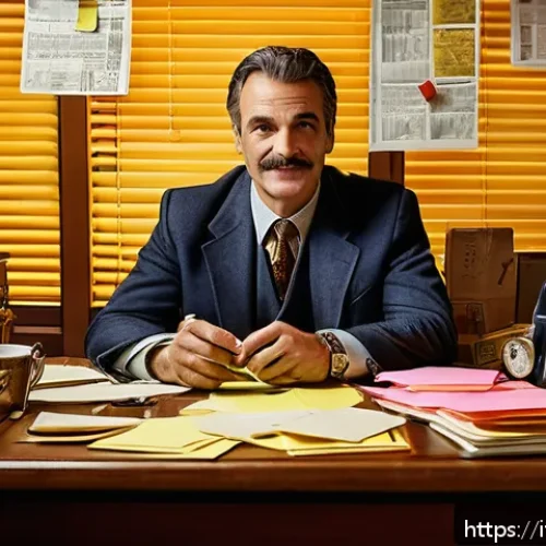 엉덩이탐정 독자 후기 - A lively, slightly quirky detective office scene in a modern Italian city, featuring a middle-aged m...