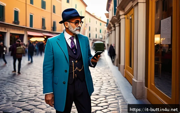 엉덩이탐정 캐릭터 특징 - A charismatic, eccentric detective standing confidently in a bustling urban Italian piazza at dusk, ...