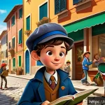 엉덩이탐정 제작사 인터뷰 - A playful and colorful illustration of a quirky child detective character named &ldquo;Detective del Seder...
