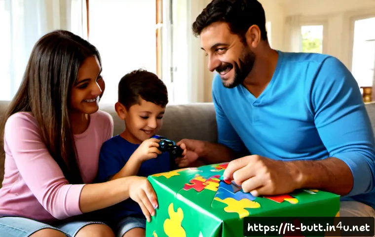 엉덩이탐정 어린이날 인기 선물 - Photorealistic Italian family living room on Children’s Day, a smiling child in casual clothes openi...